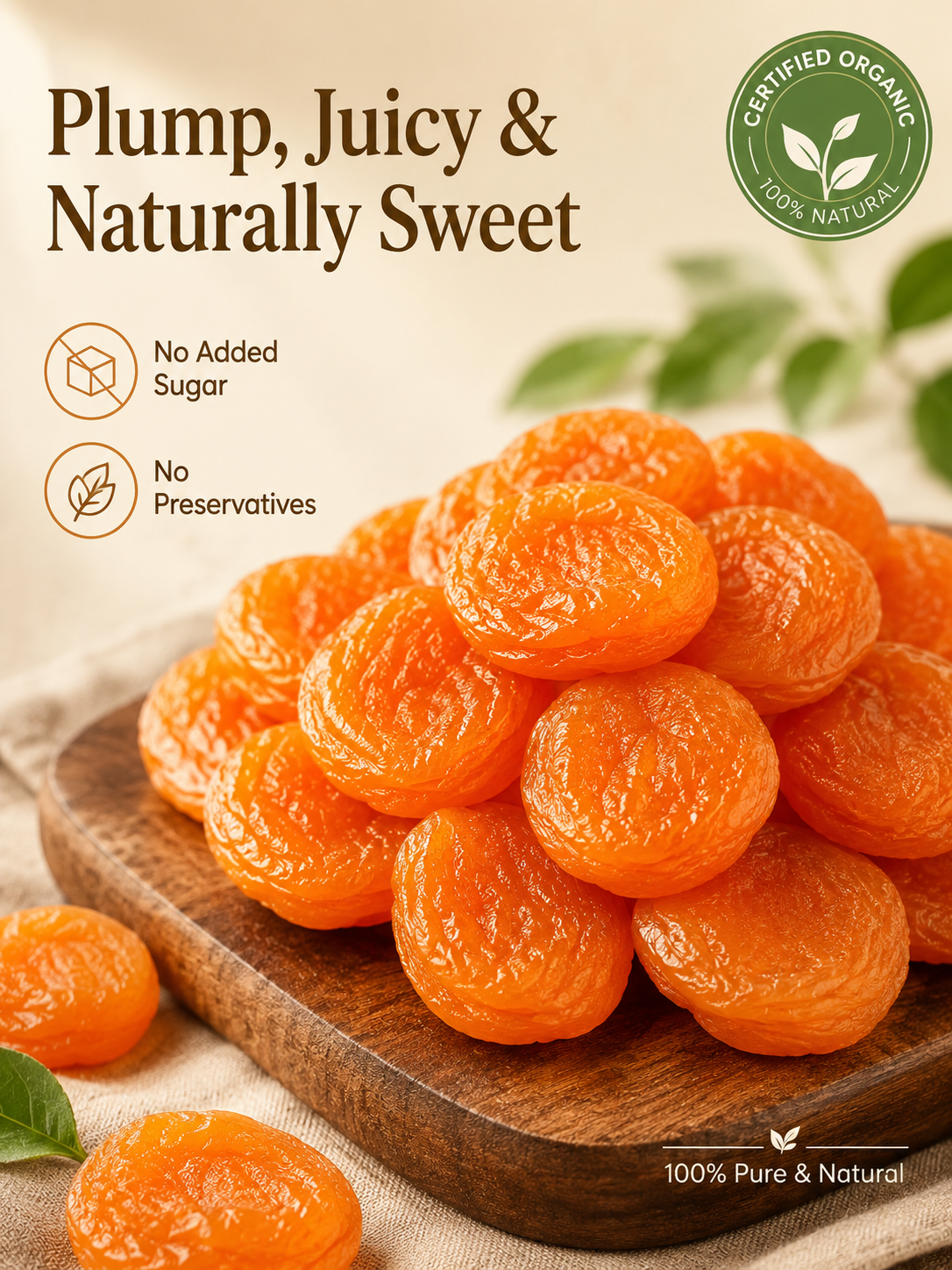 🍑 100% California Sun-Ripened Apricots – Premium Dried Fruit Snack, Naturally Sweet & Delicious ✨-LUN