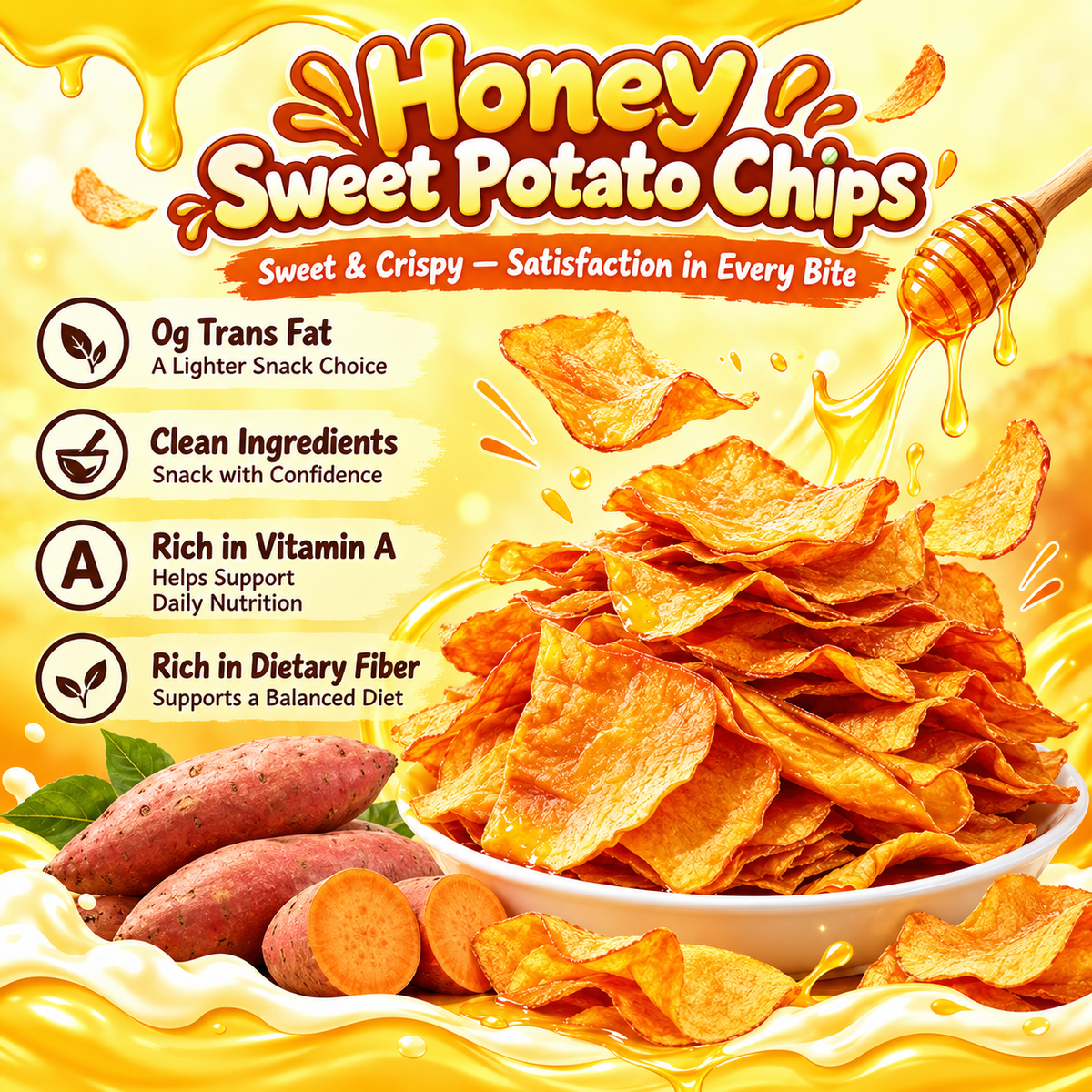 🍠Naturally Sweet, Wonderfully Crispy! Enjoy the Delicious Taste of Honey Sweet Potato Chips Anytime-ZP2