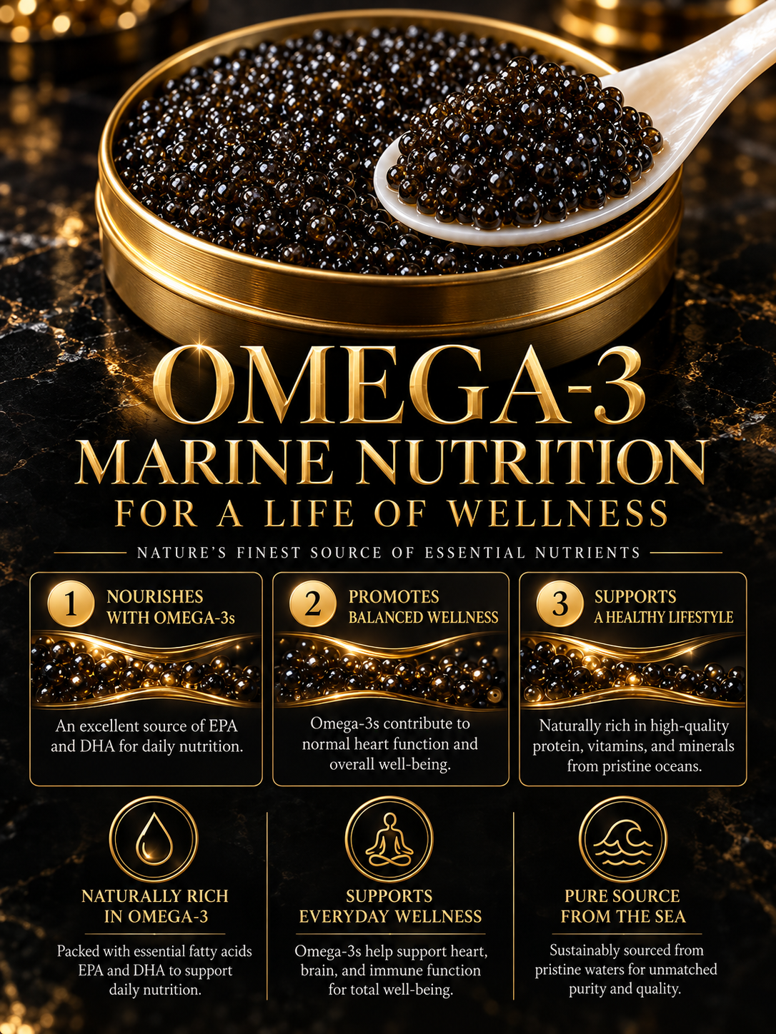 ✨ Black Gold Premium Sturgeon Caviar — Plump Pearls, Pure Ocean Luxury- June