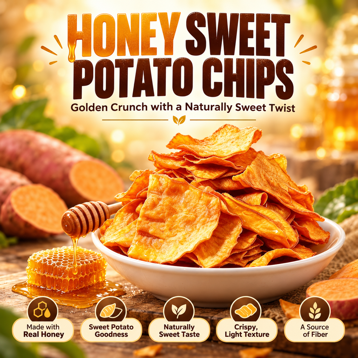 🍠Naturally Sweet, Wonderfully Crispy! Enjoy the Delicious Taste of Honey Sweet Potato Chips Anytime-ZP2