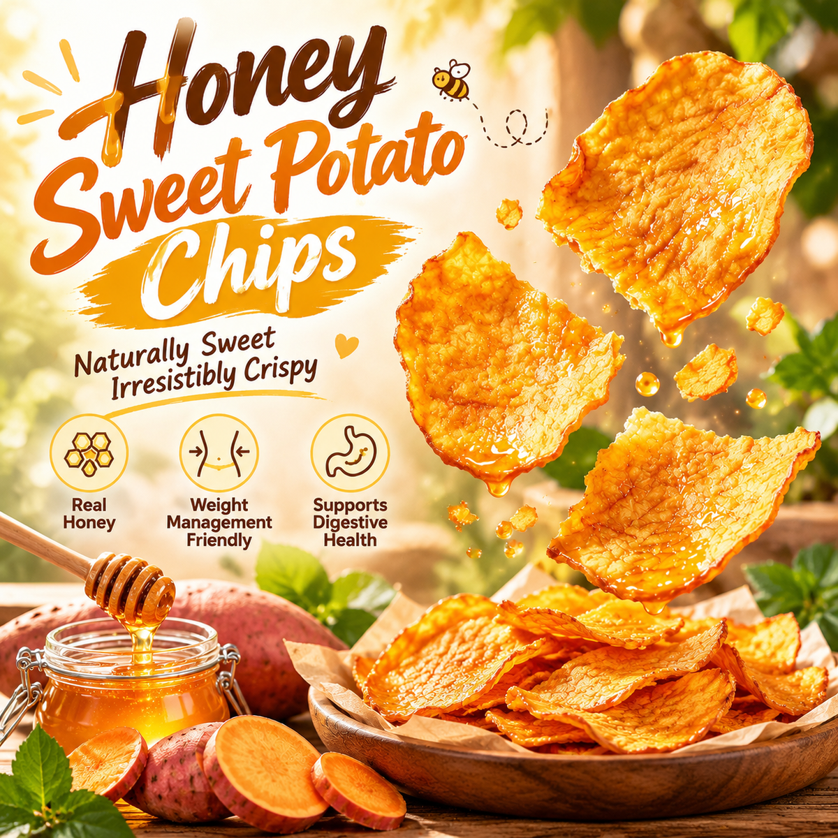 🍠Naturally Sweet, Wonderfully Crispy! Enjoy the Delicious Taste of Honey Sweet Potato Chips Anytime-ZP2