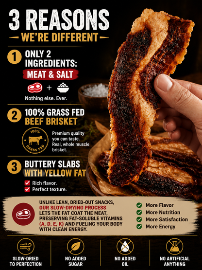 🐄 Pasture-Raised Beef Brisket Chunks – Premium Protein Snack-June