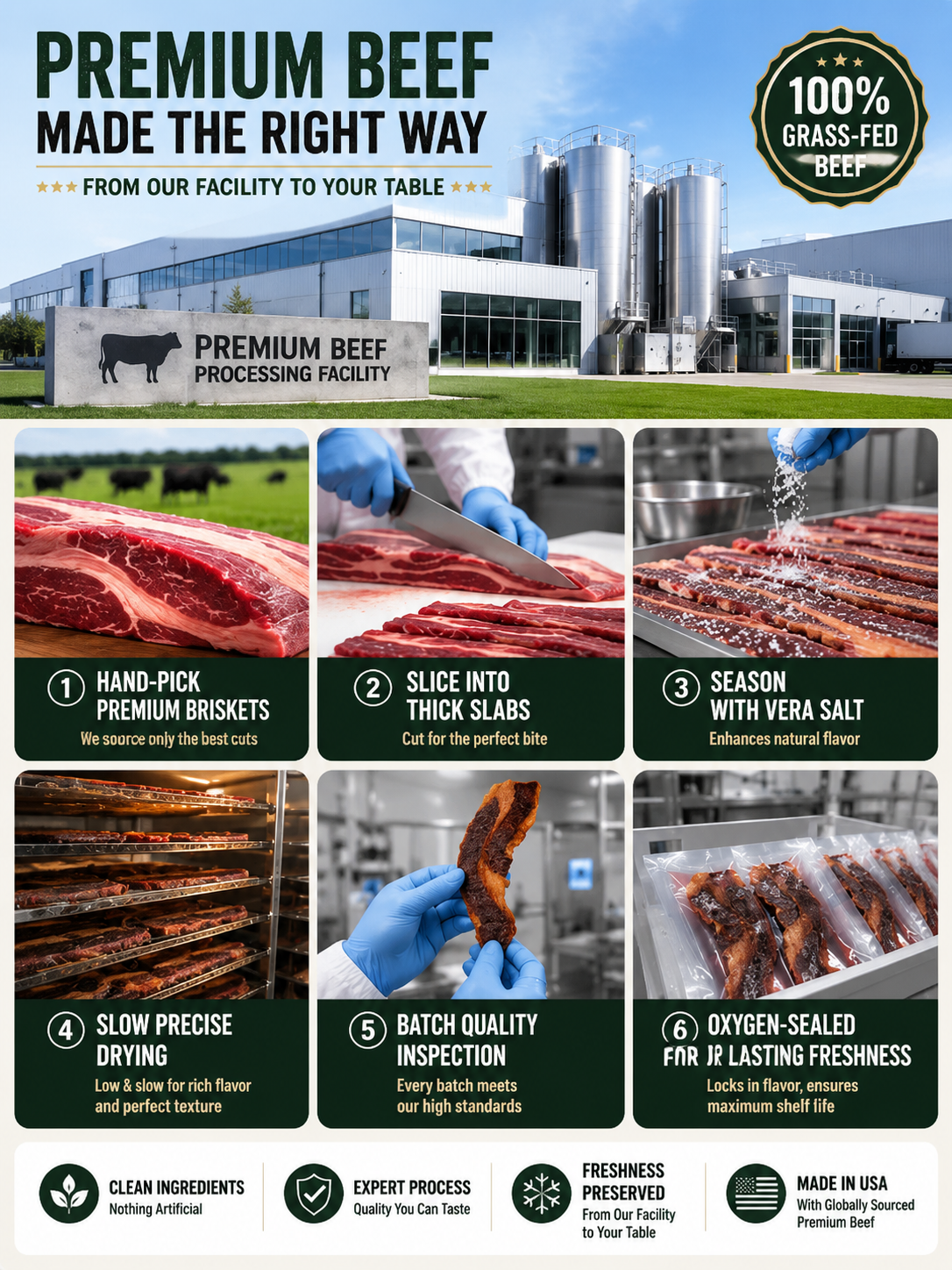 🐄 Pasture-Raised Beef Brisket Chunks – Premium Protein Snack-June