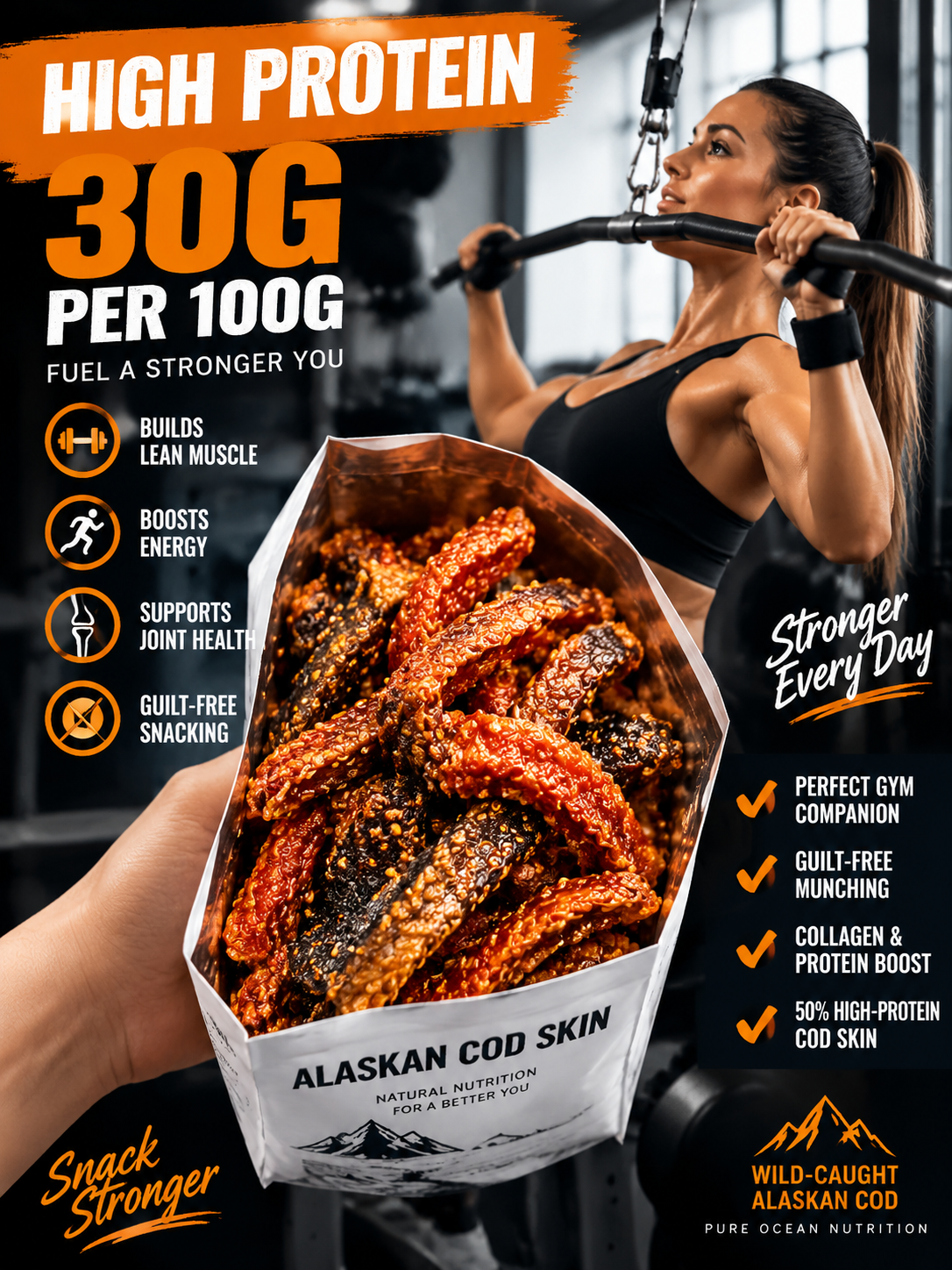 Premium Crispy Spicy Cod Skin Snack | Crunchy Seafood Chips-June