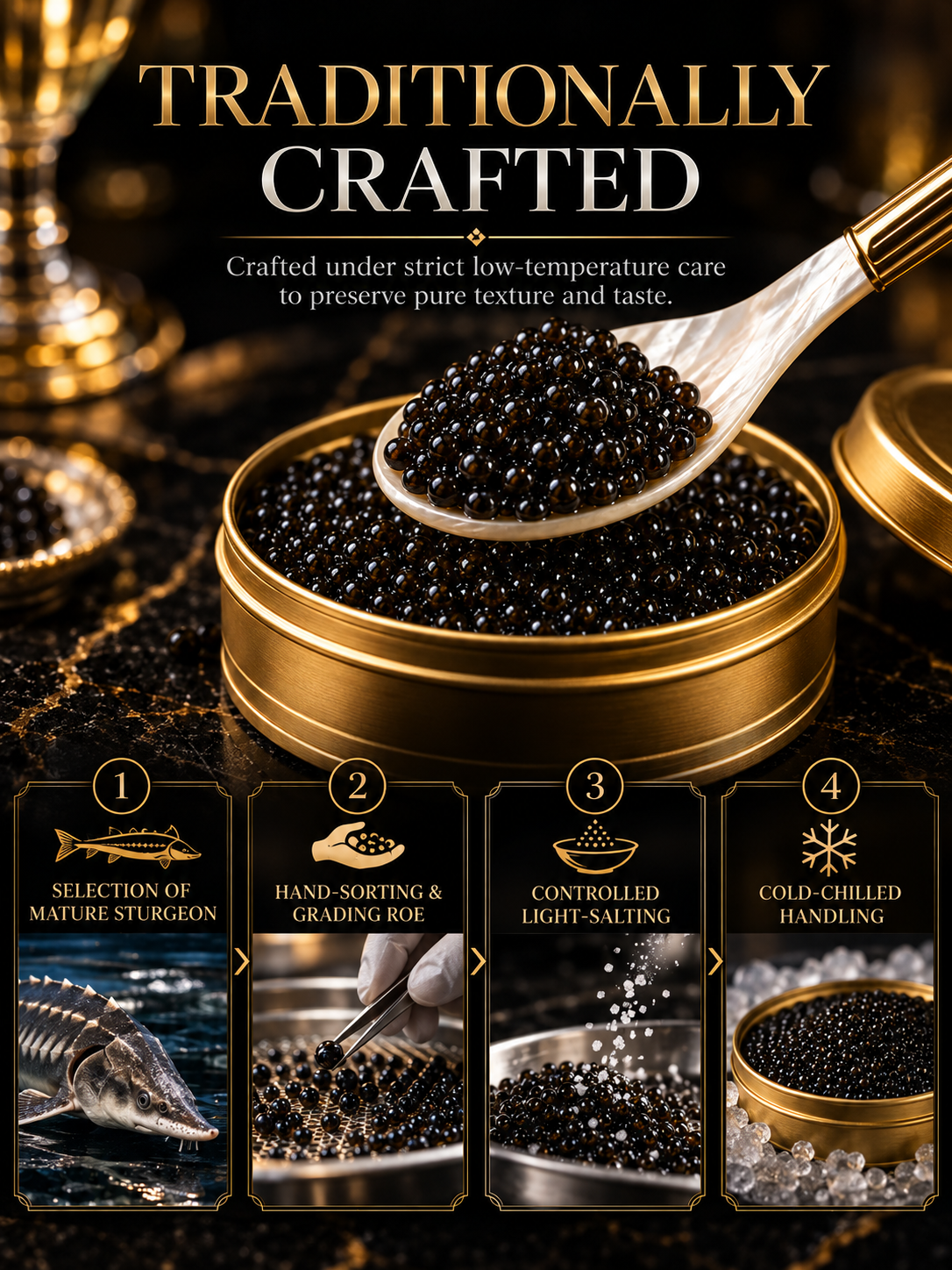 ✨ Black Gold Premium Sturgeon Caviar — Plump Pearls, Pure Ocean Luxury- June