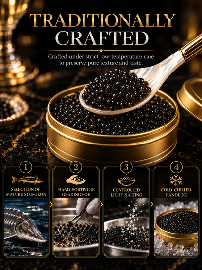 ✨ Black Gold Premium Sturgeon Caviar — Plump Pearls, Pure Ocean Luxury- June
