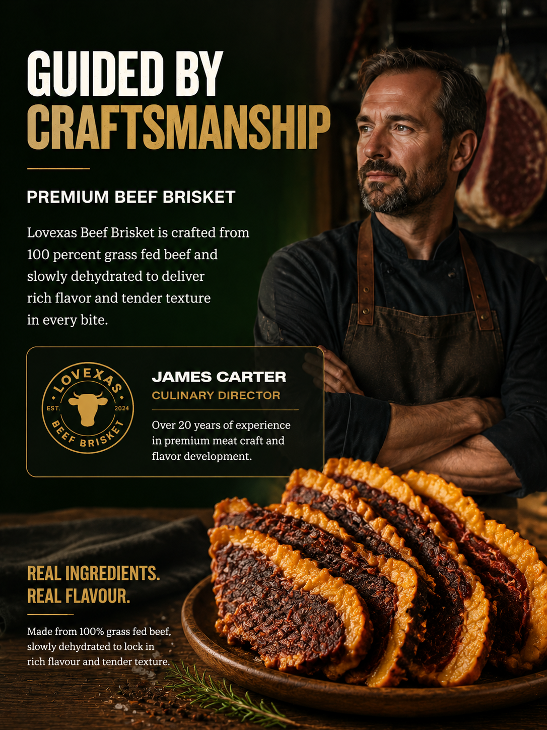 🐄 Pasture-Raised Beef Brisket Chunks – Premium Protein Snack-June