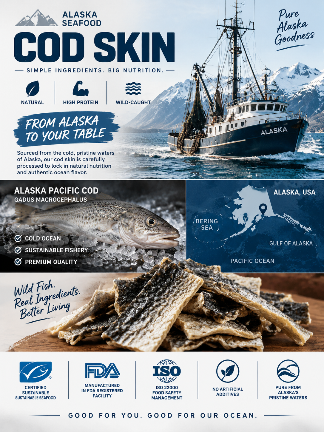 Premium Crispy Spicy Cod Skin Snack | Crunchy Seafood Chips-June