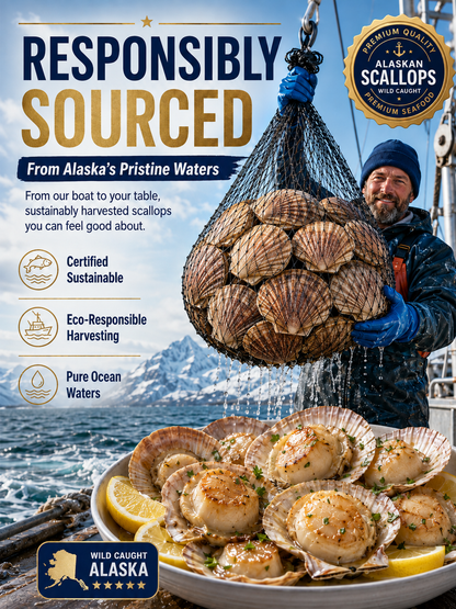 🐚 Wild Alaskan Scallops – Naturally Sweet, Tender & Packed with Flavor ✨