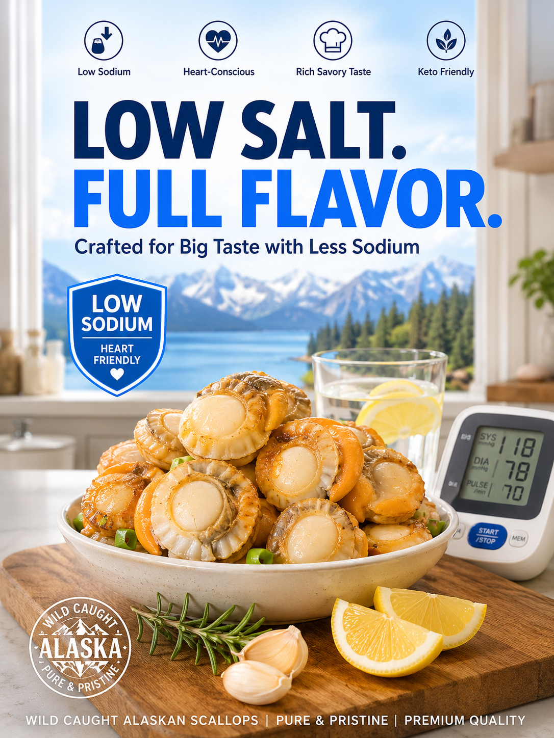🐚 Wild Alaskan Scallops – Naturally Sweet, Tender & Packed with Flavor ✨