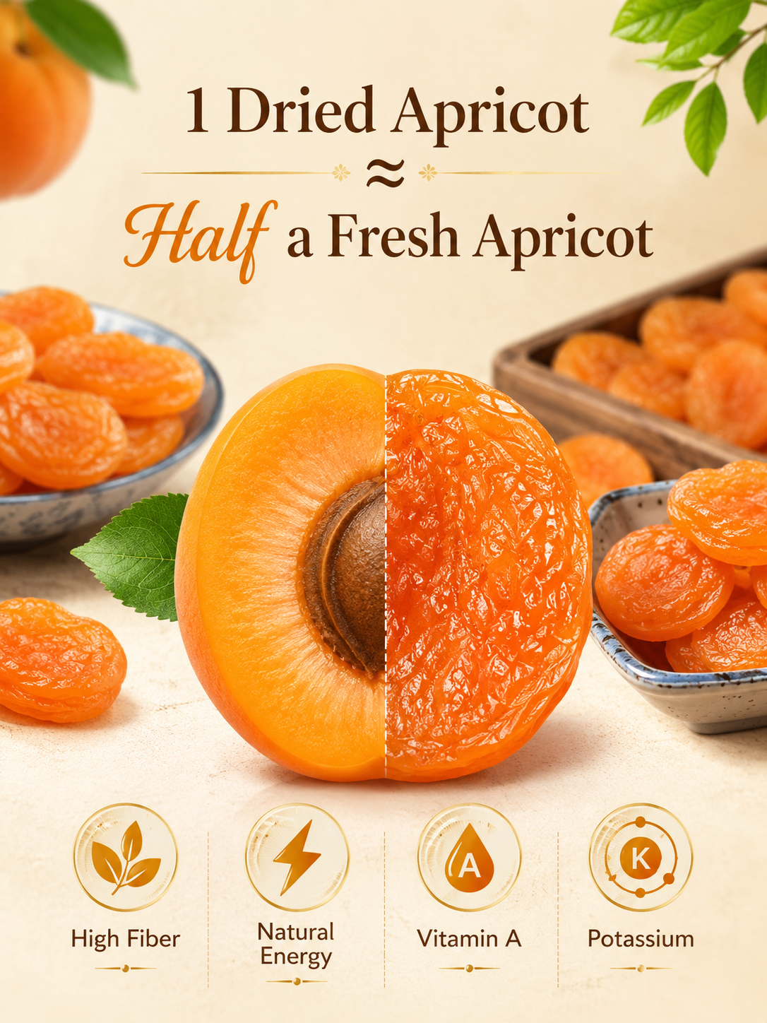 🍑 100% California Sun-Ripened Apricots – Premium Dried Fruit Snack, Naturally Sweet & Delicious ✨-LUN