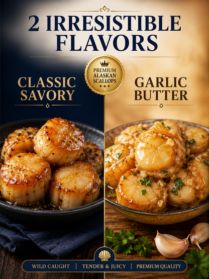 🐚 Wild Alaskan Scallops – Naturally Sweet, Tender & Packed with Flavor ✨