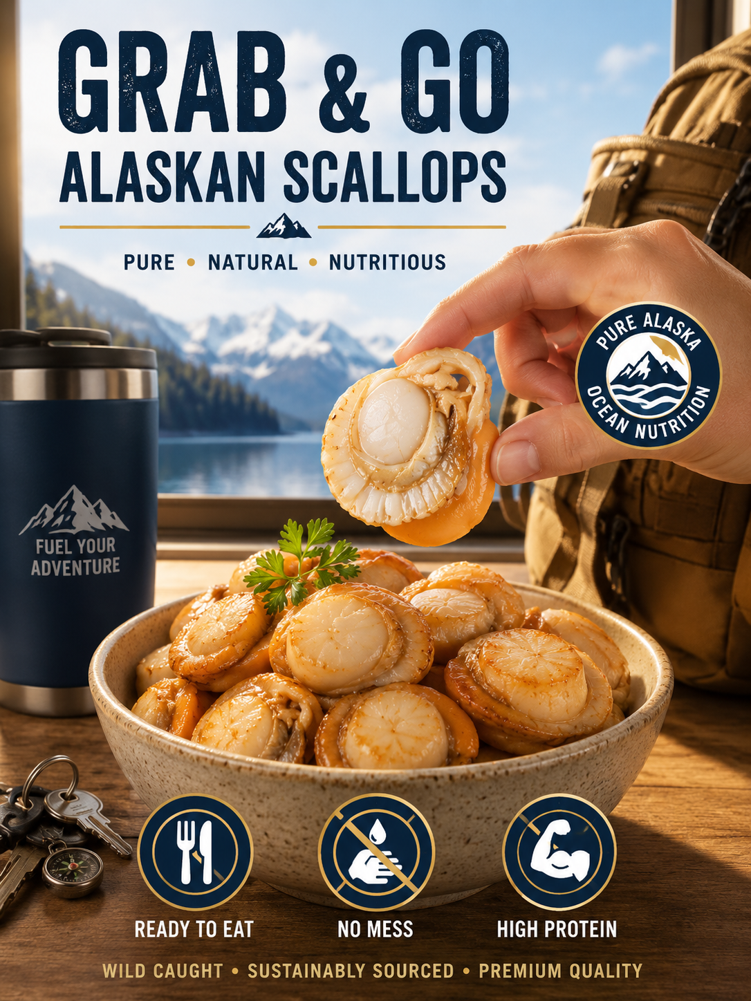 🐚 Wild Alaskan Scallops – Naturally Sweet, Tender & Packed with Flavor ✨