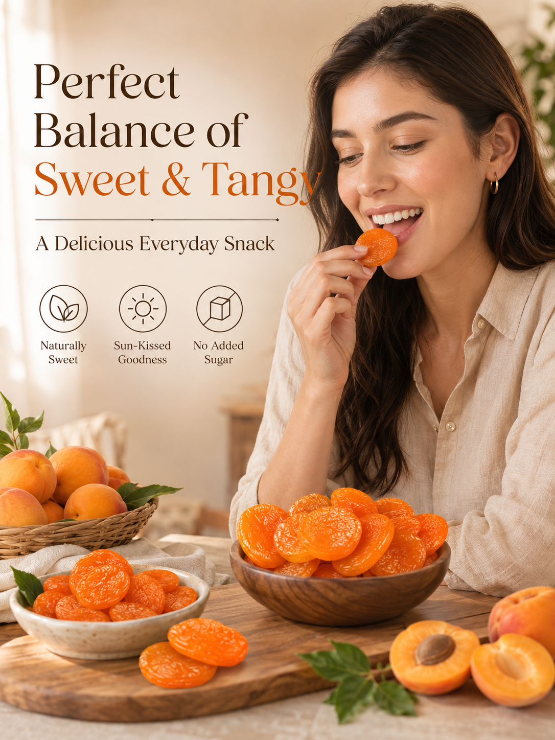 🍑 100% California Sun-Ripened Apricots – Premium Dried Fruit Snack, Naturally Sweet & Delicious ✨-LUN