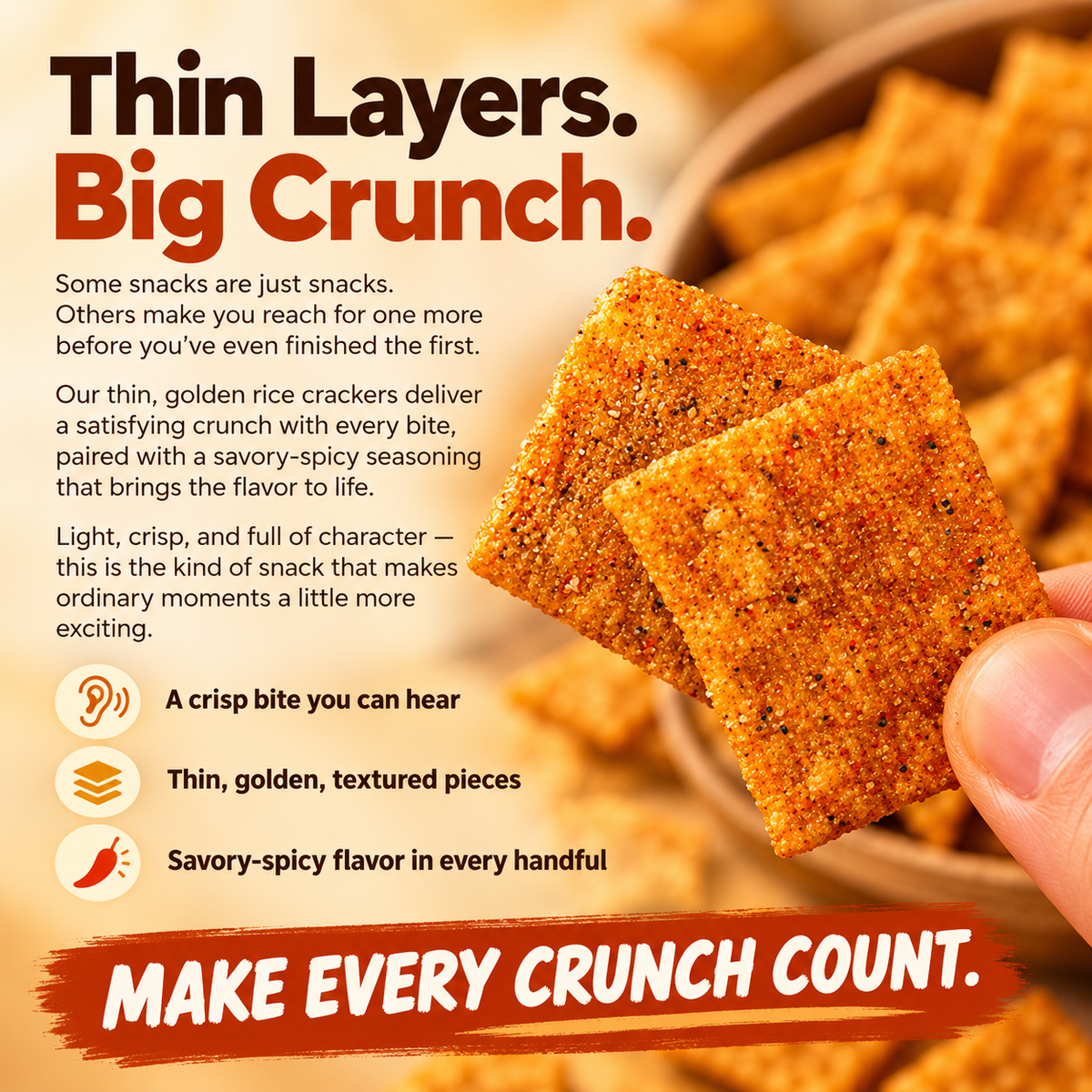 Spicy Crispy Rice Crackers – Thin, Crunchy & Full of Bold Spicy Flavor-ZP1